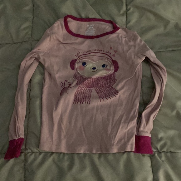 Carter’s sloth polka dot pajama set hot coco before bed red pink long sleeve - Picture 5 of 6